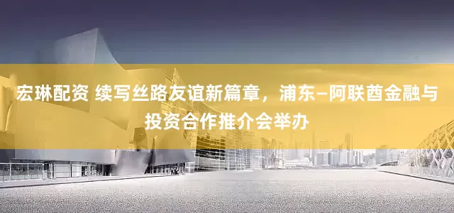宏琳配资 续写丝路友谊新篇章，浦东—阿联酋金融与投资合作推介会举办