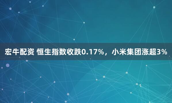 宏牛配资 恒生指数收跌0.17%，小米集团涨超3%