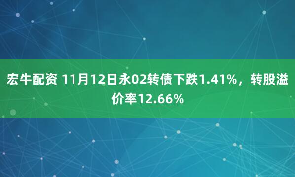 宏牛配资 11月12日永02转债下跌1.41%，转股溢价率12.66%