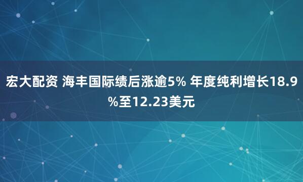 宏大配资 海丰国际绩后涨逾5% 年度纯利增长18.9%至12.23美元